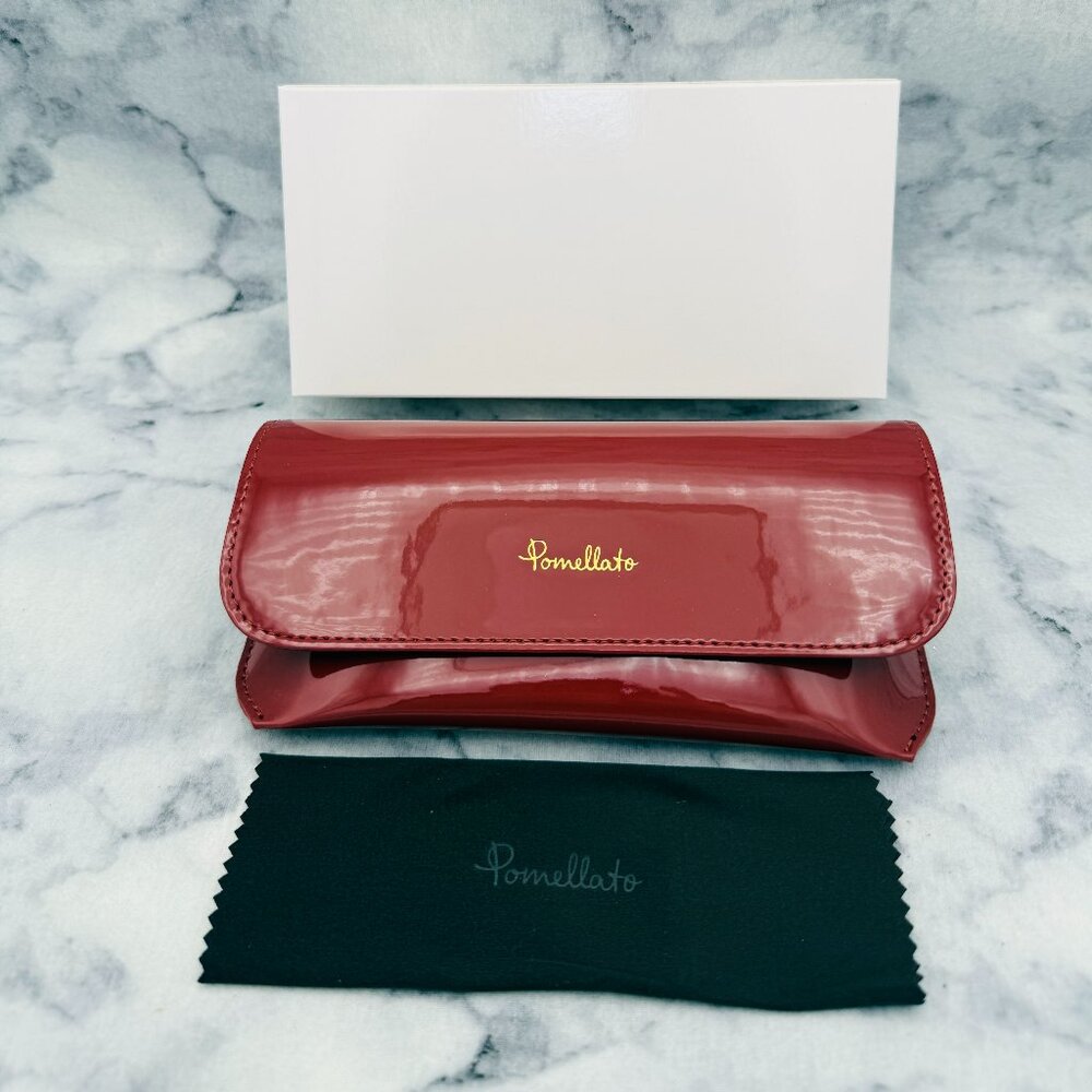 Pomellato Sunglasses Case Set, Faux Cinnamon Leather, White Boxed, Black Cloth